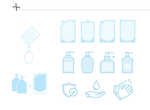 肥皂图标和包装的图标集。图片下载