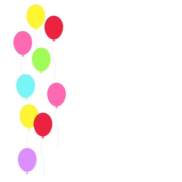 生日宴，生日派对，许多彩色气球，平面矢量插图和图标图片下载