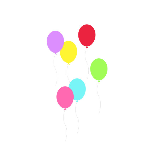 生日宴，生日派对，许多彩色气球，平面矢量插图和图标图片下载