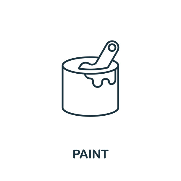 油漆线图标。建筑工具图标集合中的瘦样式元素。轮廓画图标的计算机和移动。符号、标志矢量图形图片下载