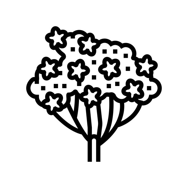 翼型植物线图标矢量插图图片下载