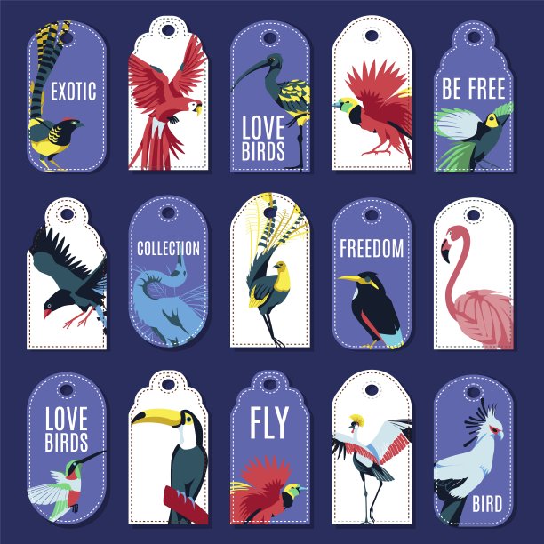 带有珍奇鸟类收藏的标签图片下载