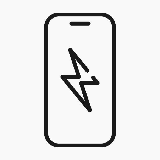 智能手机充电简单的线图标矢量平面插图图片下载