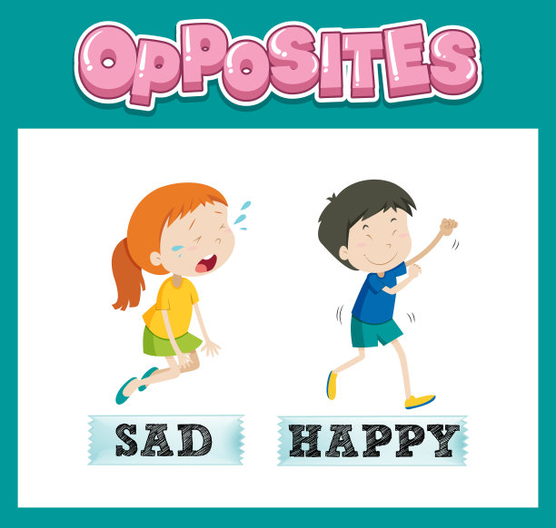 英语单词与悲伤和快乐相反图片下载