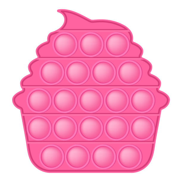 在情人节，把它做成一个粉红色的纸杯蛋糕，作为一个时尚的硅胶指尖玩具。柔和颜色的可爱玩具，让人上瘾。孩子们的泡泡球。矢量插图孤立在白色背景上图片下载