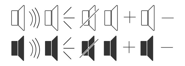 声音设置图标。峰化器符号集合。签名应用程序按钮矢量。图片下载