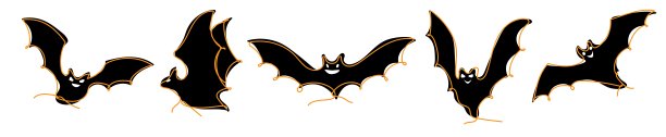 一套连续的单线画的蝙蝠。飞行蝙蝠的剪影。图片下载