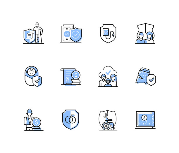 保险案例-现代线条设计风格图标集图片下载