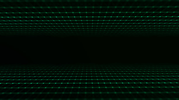 数字粒子的动态双流。网络连接结构。大数据可视化。3 d渲染。图片下载