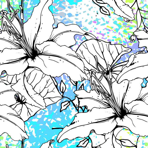 艺术花卉无缝图案印刷图片下载