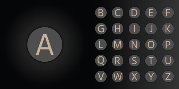 一套圆形背景的字母表字母图片下载
