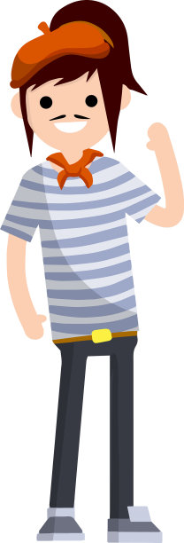 穿着蓝色条纹衣服的法国女人图片下载