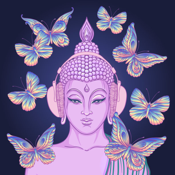 现代的佛陀聆听着音乐图片下载