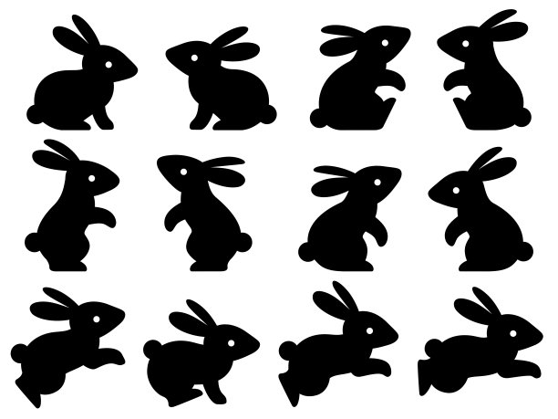 可爱的兔子剪影插图集图片下载