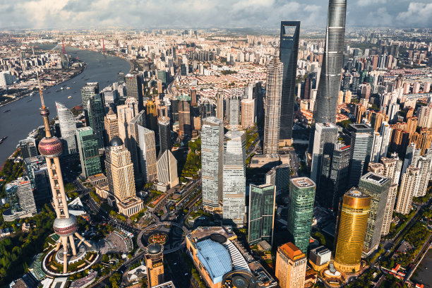 中国上海陆家嘴金融区鸟瞰图。图片下载