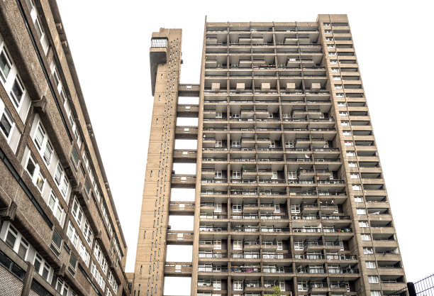 白色天空下的Trellick塔图片下载