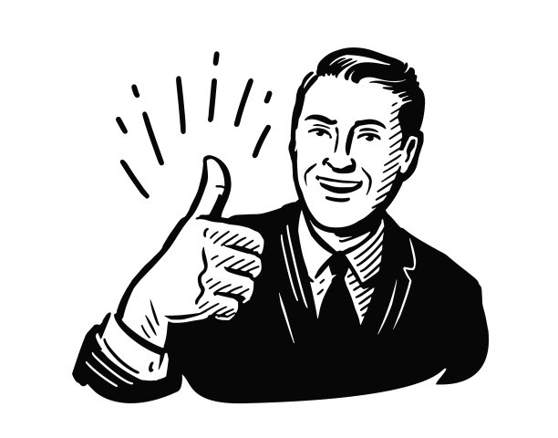 成功的商人在复古中竖起大拇指图片下载