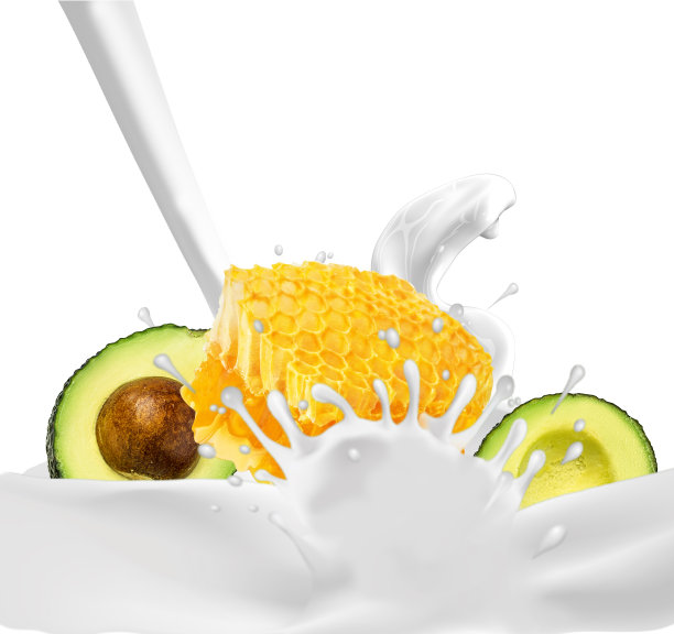 蜂蜜和鳄梨，酸奶，奶油，化妆品图片下载