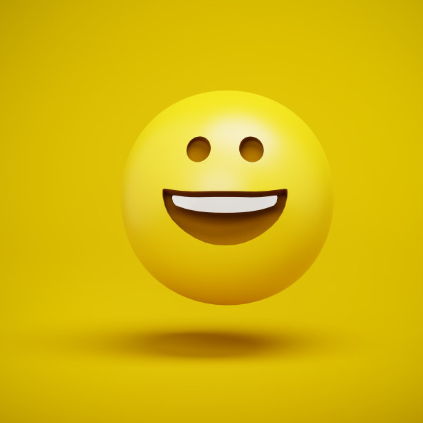 宽笑表情符号smiley的3d渲染。图片下载