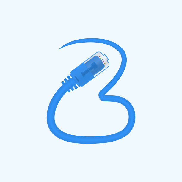 Z字母做成蓝色网线。矢量以太网rj45数字电缆设计字体的技术标志和标题，数字标志，电气企业的企业形象和更多图片下载