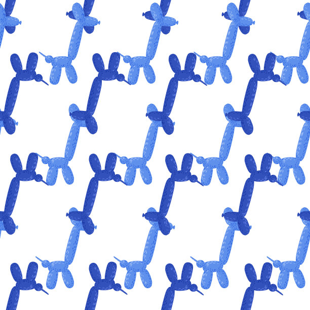 无缝模式气球狗。背景马戏团泡泡动物在涂鸦风格。图片下载