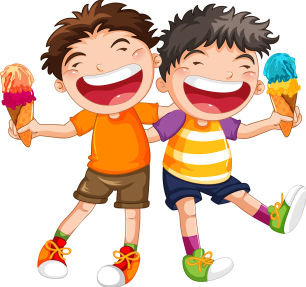 快乐的男孩拿着冰淇淋图片下载