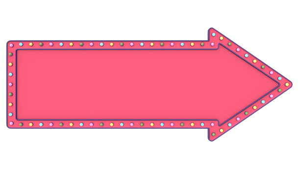 箭头粉彩光板标志复古的白色背景。三维渲染图片下载