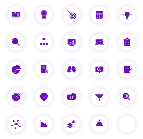 数据分析紫色矢量图标的轻圆形按钮与紫色阴影。数据分析图标集web，移动应用程序，UI设计和打印图片下载
