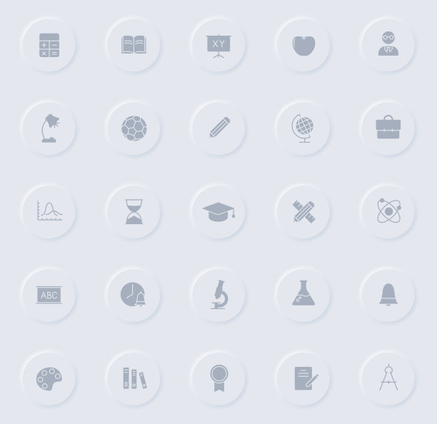 圆形橡胶按钮上的教育灰色矢量图标。教育图标集web，移动应用程序，UI设计和推广业务测谎图片下载