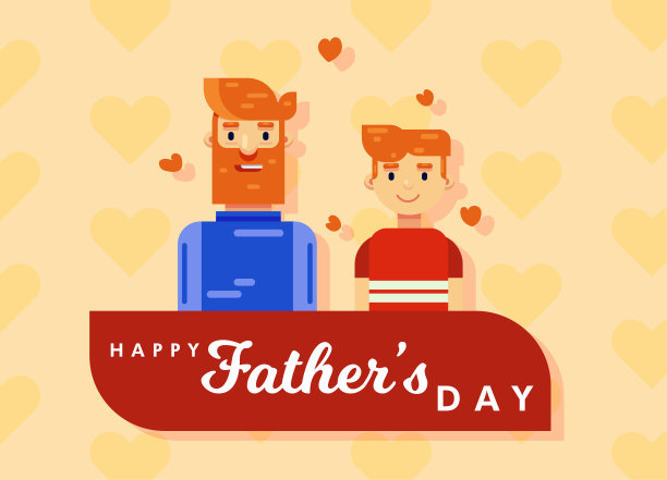 快乐父亲节背景横幅贴海报矢量，爸爸带儿子男孩插画设计图片下载