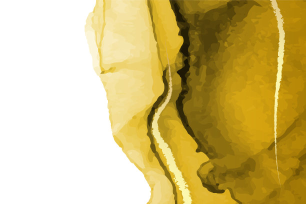 水彩背景与抽象的黄色墨水波浪。图片下载