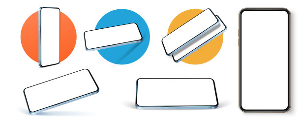 智能手机模型。现代无框智能手机，一般的手机设备侧面和顶部。现实的智能手机设备与空屏幕。三维隔离模板图片下载