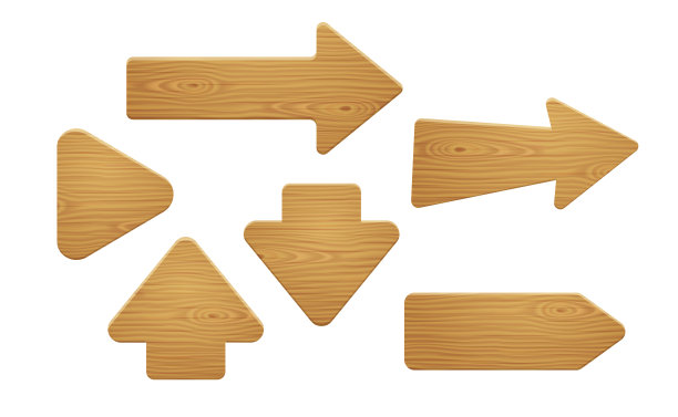 木制箭头标志，木制方向板图片下载