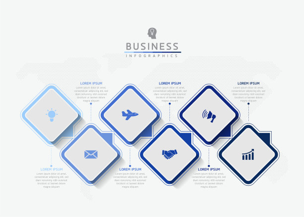 矢量插图，信息图形设计，模板，营销，信息，6个选项或步骤图片下载