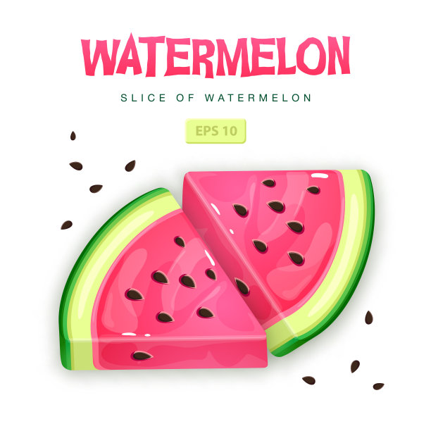 一套在白色背景上孤立的西瓜片。向量西瓜插图图片下载