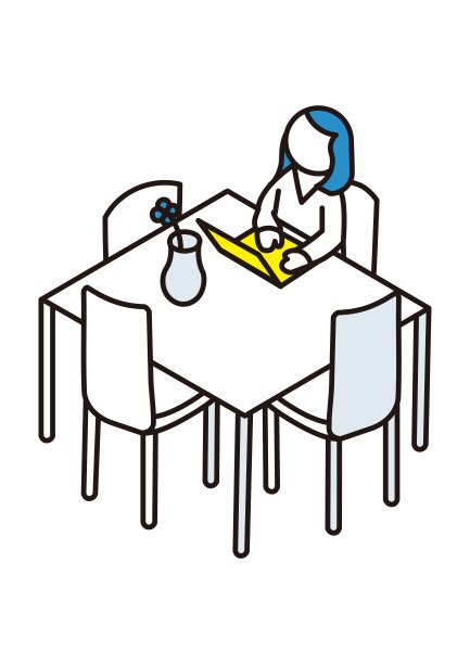 一个人在餐桌上操作笔记本电脑的等距图图片下载