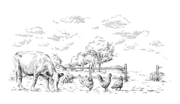 农手素描版画插图风格图片下载