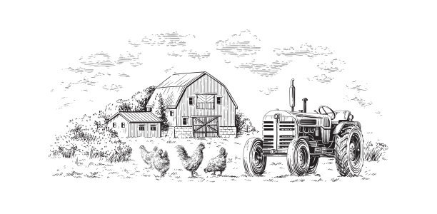 农手素描版画插图风格图片下载