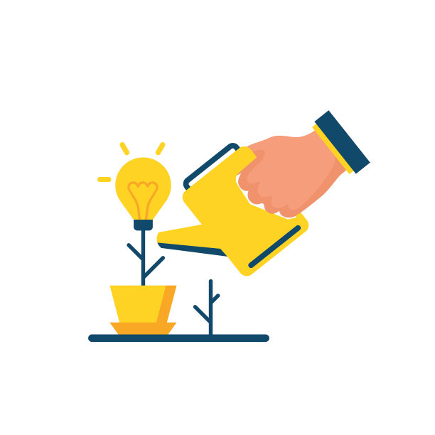 想法的增长。一个商人手中的喷壶图片下载