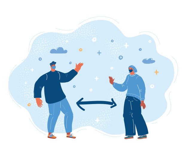 新型冠状病毒预防提示信息图载体插图。人与人之间的距离，医用口罩。流感爆发的概念，公共卫生风险图片下载