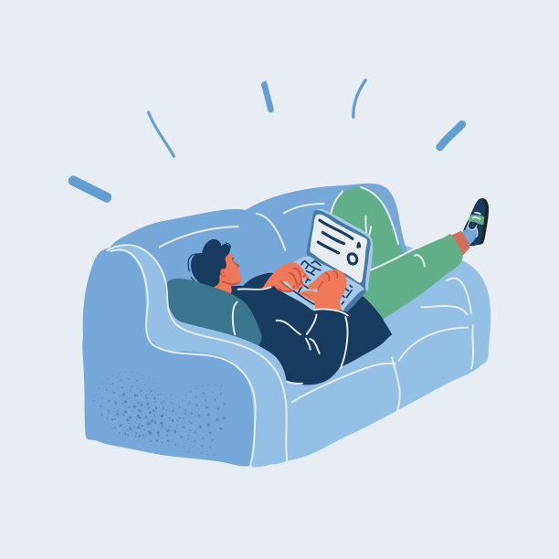 矢量插图的商人工作者在沙发上使用笔记本电脑图片下载