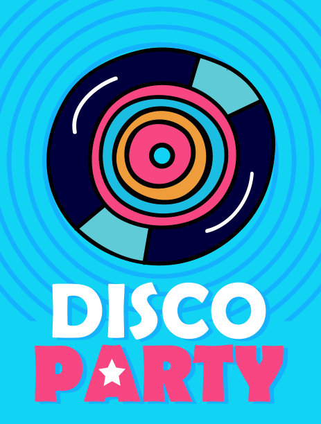 带有黑胶的复古迪斯科派对海报图片下载
