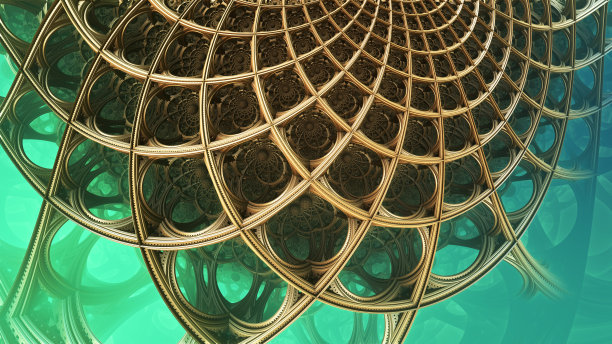 抽象的背景，奇妙的3D黄金结构图片下载