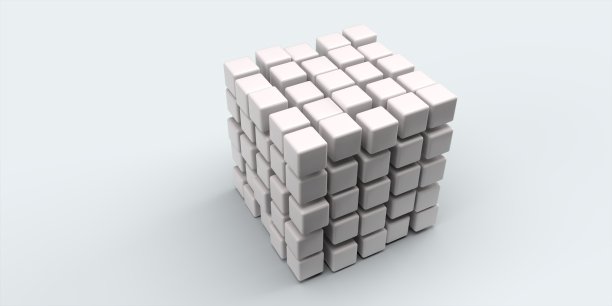 多维数据集的背景。几何结构。三维可视化图片下载