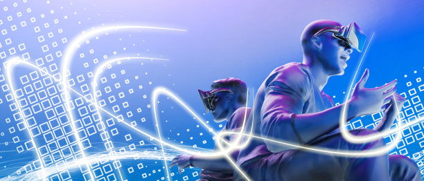 元宇宙数字网络世界技术与网络娱乐虚拟概念、AR、VR、人用虚拟现实VR、趣味玩虚拟现实VR、电子竞技游戏3d渲染图片下载