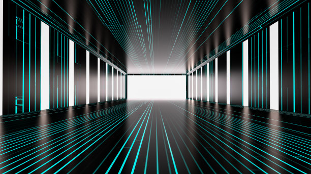 全景黑暗的黑色光辉光隧道。图片下载