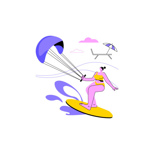 风筝冲浪抽象概念矢量插图。图片下载