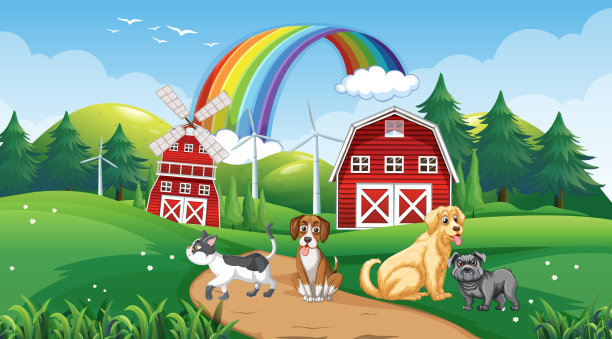 农场里一组不同的家畜图片下载