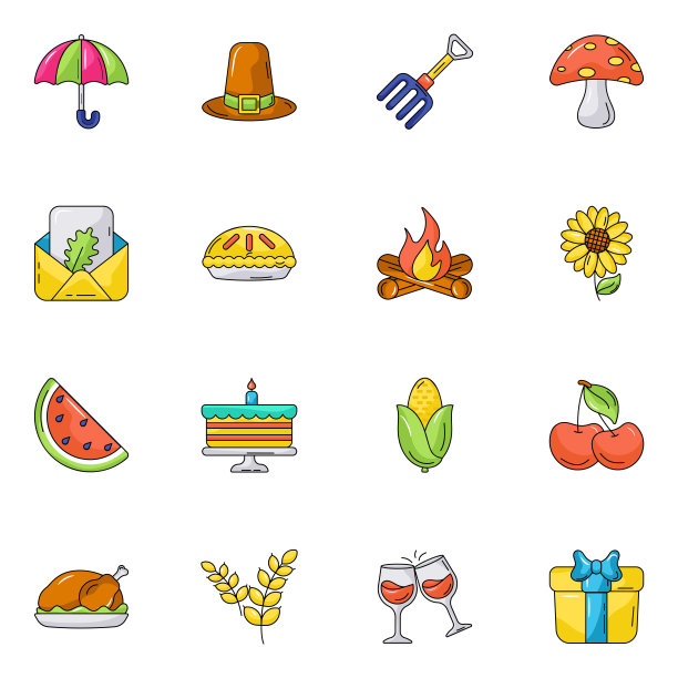 感恩节平面轮廓图标图片下载