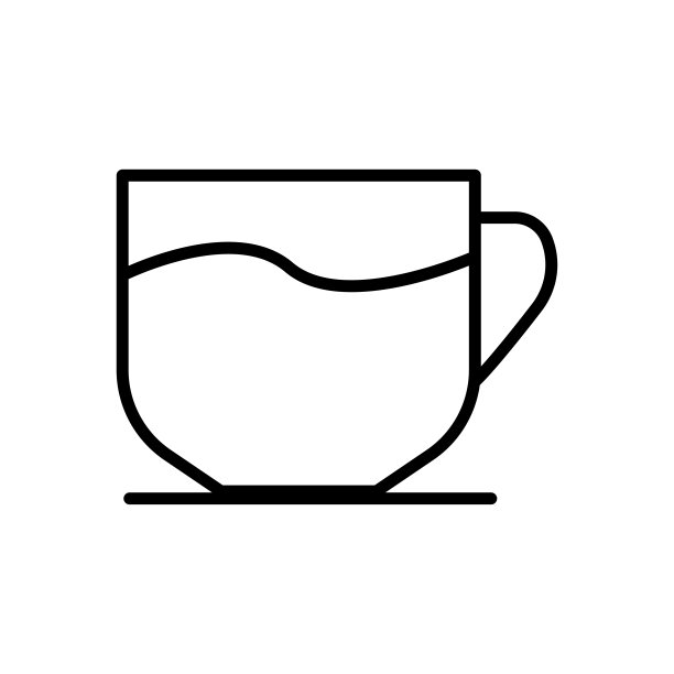 咖啡杯线图标白色背景。设计模板向量图片下载